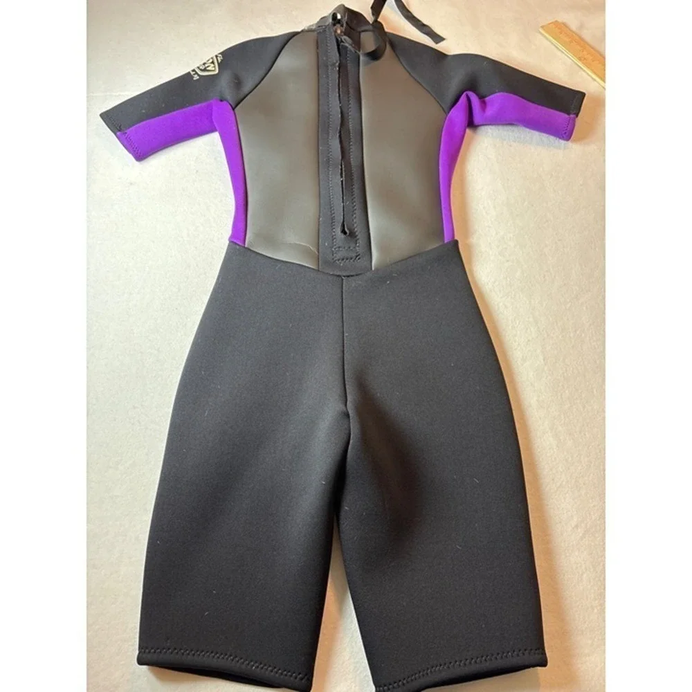 Ron Jon Surf Shop Wetsuit Kids Size 4 Black Purple‎ Shorty Back Zip Made in USA